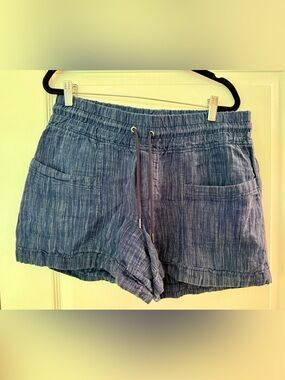 Athleta Dark Blue Chambray Drawstring Linen Shorts